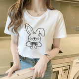 Rabbit Stick Figure Printed Women's T-Shirt