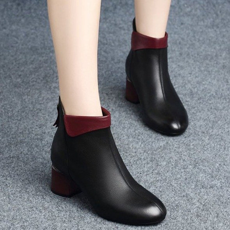 Fashionable Chunky Heel round Head Ankle Boots