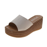Plain Color Open Toe Wedge Sandals