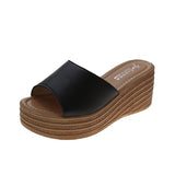 Plain Color Open Toe Wedge Sandals