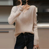 V Neck Solid Color Knit Sweater