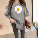 Mid Length Floral Printed Casual T-Shirt