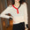 V-neck Color Block Buckle Knit Sweater