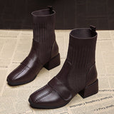 Vintage Square Toe Thick Heel Boots