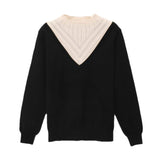 Color Block Mock Neck Knitted Sweater