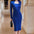 Square Neck Slit Knitted Bodycon Dress