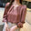 Casual fashion temperament shirt French v-neck long-sleeved chiffon shirt