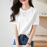 Women's solid color fashion all-match T-shirt