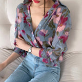 Floral Chiffon Long Sleeve Shirt