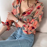 Floral Chiffon Long Sleeve Shirt