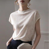 Hollowed Out Stand Collar Knitted Shirt