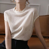Hollowed Out Stand Collar Knitted Shirt