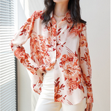 Dignified Flowers Printing Lapel Shirt