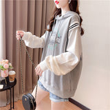 Colour Blocking Fake Two Piece Hooded Pullover
