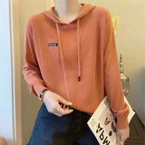 Solid Color Drawstring Hooded Sweater