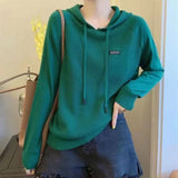 Solid Color Drawstring Hooded Sweater