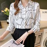 Printed light cooked commuter long-sleeved chiffon shirt