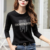 Letter Printed Long Sleeve Bottoming T-shirt