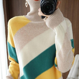 Twill Contrast Color Turtleneck Knitting Sweater