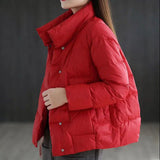 Stand Collar Side Pockets Puffer Coat