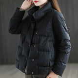 Stand Collar Side Pockets Puffer Coat