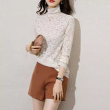 Stand Collar Bottoming Lace Blouses
