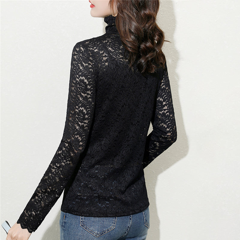 Stand Collar Bottoming Lace Blouses