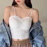 Grainy Lace Padded Cropped Camisole