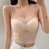 Grainy Lace Padded Cropped Camisole