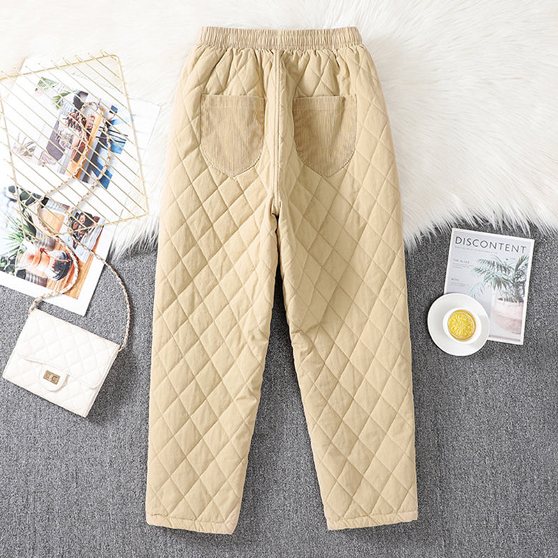 Elastic Waist Lace Up Quilted Pants