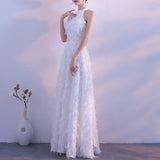 Tassel Feather Halter Off-the-Shoulder Evening Prom Dress