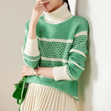 Contrasting Color Jacquard Loose Wool Sweater