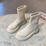 Fashion design pancake platform short boots