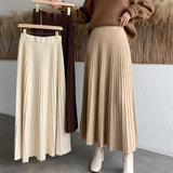 A-Line Knitted Long Pleated Skirt