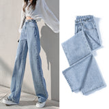 High Waist Drooping Mopping Wide Leg Jeans