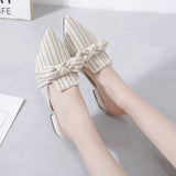 Striped Bowknot Pointed Toe Sandals