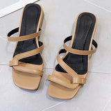 Strappy Open Toe Heeled Slip-On Sandals