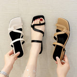 Strappy Open Toe Heeled Slip-On Sandals