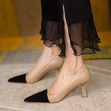 Retro Color Block Pointed Toe Stiletto Sandals