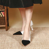 Retro Color Block Pointed Toe Stiletto Sandals