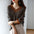 Retro elegant fashion all-match wave pattern v-neck color-block sweater