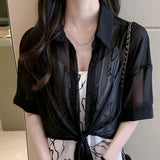 Asymmetric Lace Up Sun Proof Shirt