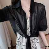 Asymmetric Lace Up Sun Proof Shirt