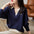 Lapel Collar Clashing Long Sleeve V-Neck Pullover