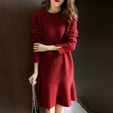 Solid Color Versatile Knitted Dress