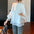 Bowknot Lantern Sleeve Chiffon Shirt