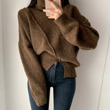 Simple Temperament High Neck Open Thickened Pullover Sweater