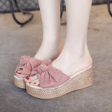 Open Toes Bowknot Wedge Shoes