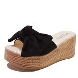 Open Toes Bowknot Wedge Shoes