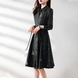 Printed Collared Buckle Shirt Dress